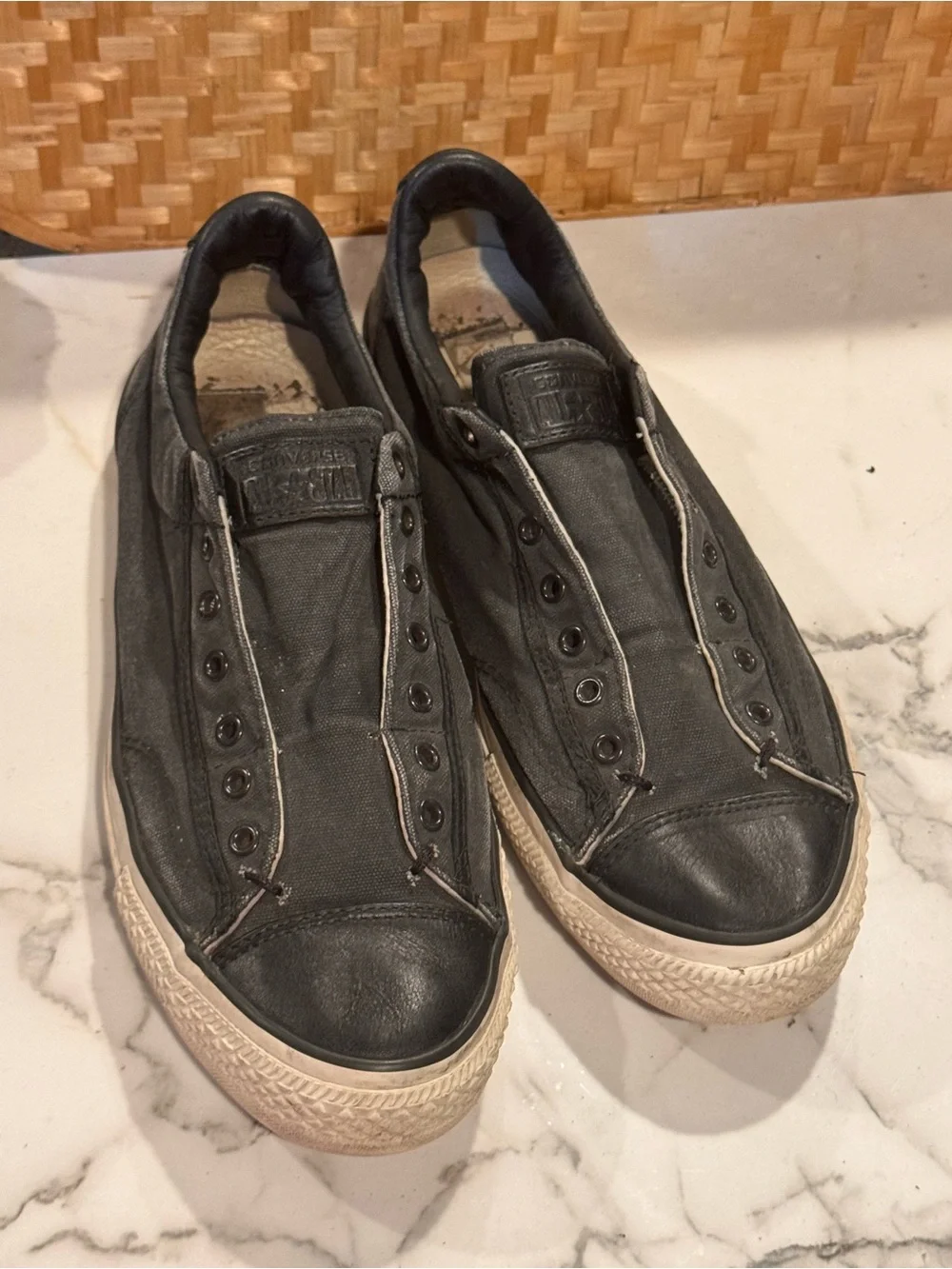 SOLD‼️Converse x John Varvatos Laceless Low-top Vintage Slip 147346C Men’s 9.5 - Picture 7 of 9